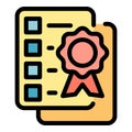 Guideline certificate icon color outline vector
