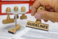 Guidelines marked on rubber stamp