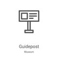 guidepost icon vector from museum collection. Thin line guidepost outline icon vector illustration. Linear symbol for use on web Royalty Free Stock Photo