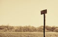 Guidepost in Russian 'Bathing zone'. Sepia