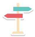 Guidepost, Signpost, Direction Post Color Isolated Vector Icon