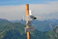 Guidepost in Slovakian mountains