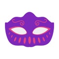 Purple carnival mask isolated on white background.