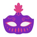 Purple carnival mask isolated on white background. Vector illustration.