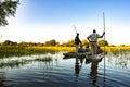 Guided Okavango Trip, Dugout Canoe, Botswana Royalty Free Stock Photo
