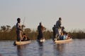 Guides and tourists in the Okavangodelta Royalty Free Stock Photo