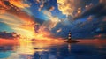 Guiding Light: Sunset Embrace Royalty Free Stock Photo