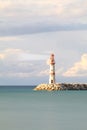 guiding and locator lighthouse with its light. very important for sea navigation. Royalty Free Stock Photo