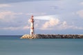 guiding and locator lighthouse with its light. Royalty Free Stock Photo