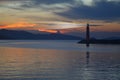 guiding and locator lighthouse with its light. very important for sea navigation. Royalty Free Stock Photo