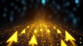 Guiding Progress A Vibrant Array of Yellow Arrows Illuminating the Path to Innovation Ahead Royalty Free Stock Photo
