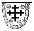 Guidon is generally charged with the paternal arms of the deceased, vintage engraving