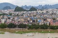 Guilin, China - circa July 2015: Panorama of Guilin and its karst mountains from Fubo hill