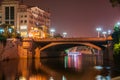 Night scene with bridge over Li river downtown Guilin, China Royalty Free Stock Photo