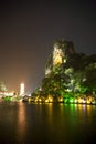 Guilin's Mulong Lake and Dai Cai Hill at Night Royalty Free Stock Photo
