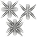 Guilloche flower patterns. Radial mesh elements. Abstract rosette Vector. Clean white background. Royalty Free Stock Photo