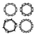 Guilloche patterns, abstract circle frame set, line art design in black land white, fine swirly design elements