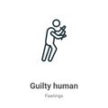 Guilty human outline vector icon. Thin line black guilty human icon, flat vector simple element illustration from editable