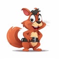 Guilty Squirrel Wearing Belt Cartoon Illustration