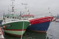 Fish boats, trawlers in Guilvinec harbor. Brittany France