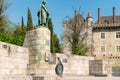 Guimaraes, Portugal - 4 APRIL 2018 : Statue of the first king of Portugal D Afonso Henriques by the sculptor Antonio Soares dos Royalty Free Stock Photo