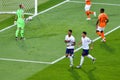 GUIMARAES, PORTUGAL - June 05, 2019: Marcus Rashford scores a penalty during the UEFA Nations League semi Finals match between