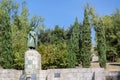 View at the Dom Afonso Henriques statue, iconic monument sculpture, the first king of Portugal, on GuimarÃÂ£es city downtown