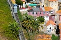 Guindais Funicular or Funicular dos Guindais and picturesque houses in historic centre of Porto city, Portugal, October 06, 2018 Royalty Free Stock Photo