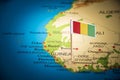 Guinea Belgium marked with a flag on the map Royalty Free Stock Photo