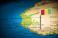 Guinea Belgium marked with a flag on the map Royalty Free Stock Photo