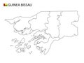 Guinea-Bissau map, black and white detailed outline regions of the country