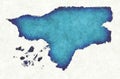 Guinea Bissau map with drawn lines and blue watercolor illustration