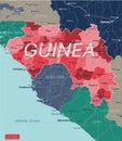 Guinea country detailed editable map