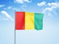 Guinea flag waving sky background 3D illustration Royalty Free Stock Photo