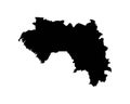 Guinea Map. Guinean Country Map. Guinea-Conakry Black and White National Nation Outline Geography Border Boundary Shape Territory