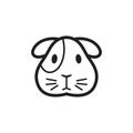 Guinea pig icon. Vector isolated cavy head pictogram on white background