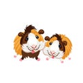 Two funny cartoon Guinea pigs clipart illustration vector