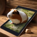 A guinea pig navigating a digital treasure map on a tablet to find hidden treats3 Royalty Free Stock Photo