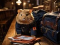 Guinea pig in postman outfit with letters