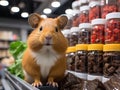 Guinea pig shopping in mini supermarket