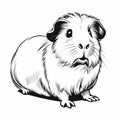 Guinea Pig Vector Illustration With High Contrast Black And White Style Royalty Free Stock Photo