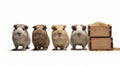 Guinea Pigs Carrying Wooden Box: 8k Resolution, Varying Perspectives