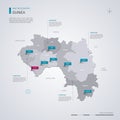 Guinea vector map with infographic elements, pointer marks Royalty Free Stock Photo