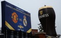 Guiness balloon and Champions Cup sign in Ann Arbor
