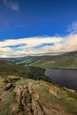 Guiness Lake, Glendalough, Wicklow Mountain, Ireland, Sunny dramatic sky,