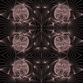 Vintage lace seamless pattern on a black background.