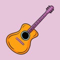 Hand drawn of Simple guitar colored vector illustration Royalty Free Stock Photo