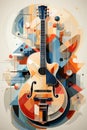 Guitar acoustic illustration for music graphic advertising Created with Generative AI technology