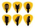 Guitar acoustick pick set vector design icon flat logo. Mediator guiatar music symbol headstock Royalty Free Stock Photo