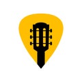 Guitar acoustick pick vector design icon flat logo. Mediator guiatar music symbol headstock Royalty Free Stock Photo